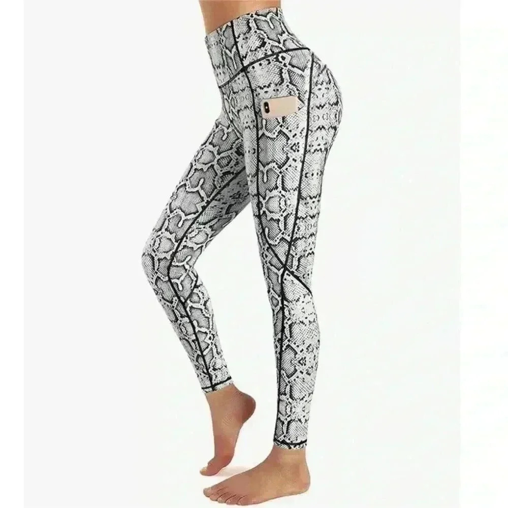 High Waisted Yoga Pants V Cross Waist Side Pocket Tummy Control Workout Legging